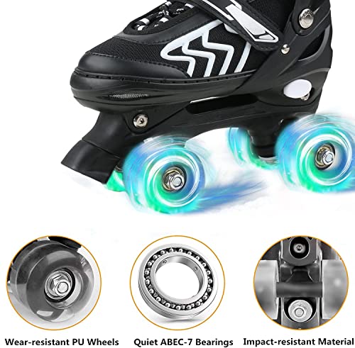 Adjustable Light-Up Roller Skates for Kids, Ages 4-12