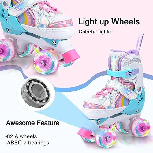 Youth Roller Skates with Light-Up Wheels and Size Adjustability