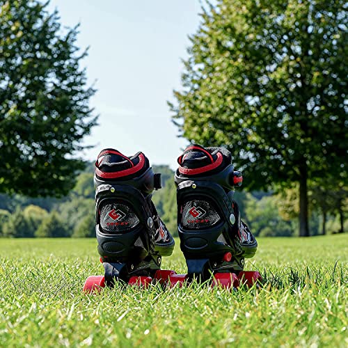 Adjustable Quad Roller Skates Boots for Kids (Red)