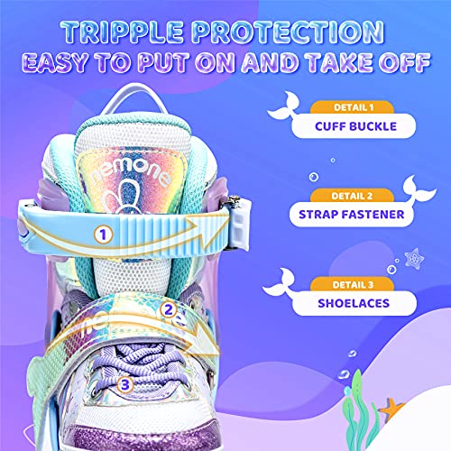 Adjustable Mermaid Inline Skates with Light Up Wheels