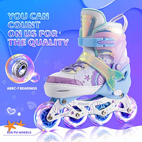 Adjustable Mermaid Inline Skates with Light Up Wheels