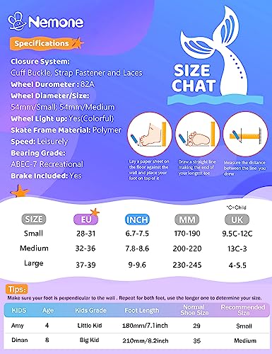 Adjustable Mermaid Inline Skates with Light Up Wheels