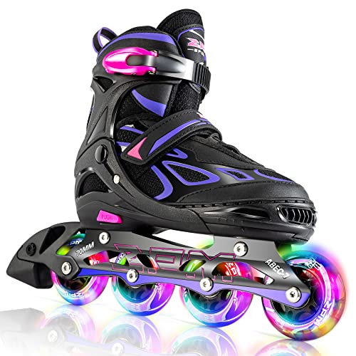 Adjustable Light up Inline Skates for Kids - Purple