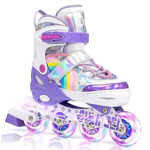 Rainbow Unicorn Adjustable Roller Blades for Kids - Purple