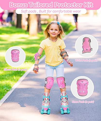 Sportneer Kids Roller Skates Set with Light-up Wheels