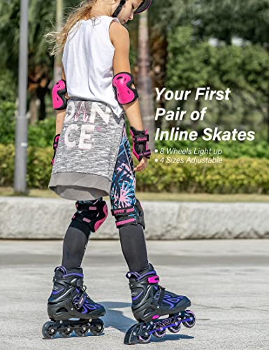 Adjustable Light up Inline Skates for Kids - Purple