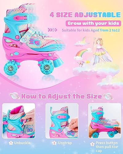 Sportneer Kids Roller Skates Set with Light-up Wheels