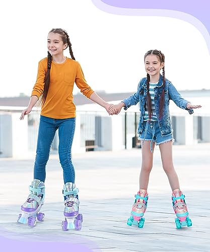 Sportneer Kids Roller Skates Set with Light-up Wheels