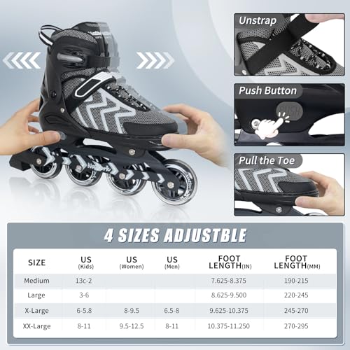 Adjustable Illuminating Roller Skates for Kids and Adults