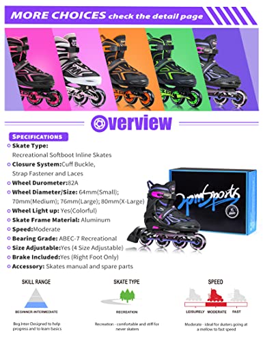 Adjustable Light up Inline Skates for Kids - Purple