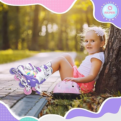 Rainbow Unicorn Adjustable Roller Blades for Kids - Purple