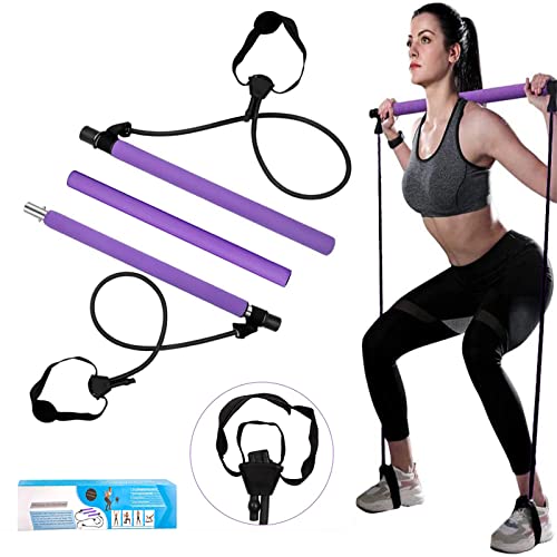 Portable Pilates Bar Kit with Resistance Band, Foot Loop