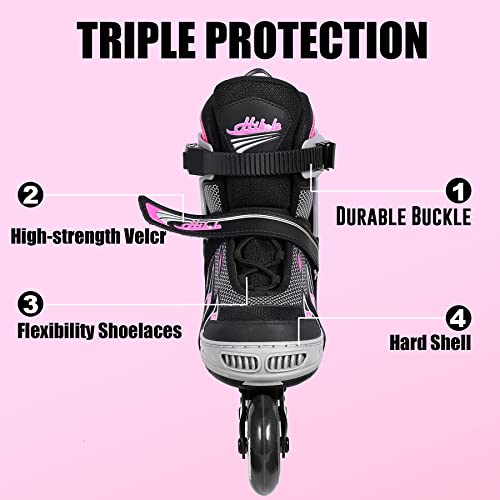 Hikole Adjustable Adult Inline Skates - Pink, Size 4-11
