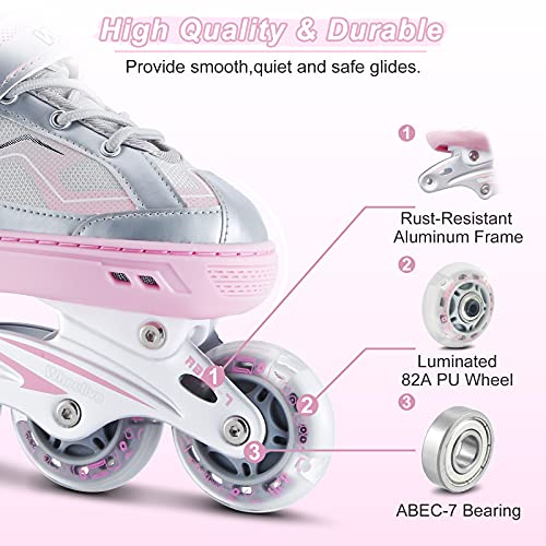 Adjustable Kids Inline Skates with Light Up Wheels