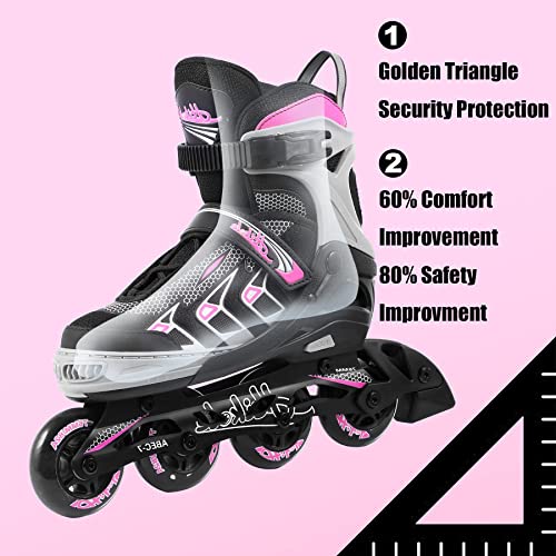 Hikole Adjustable Adult Inline Skates - Pink, Size 4-11