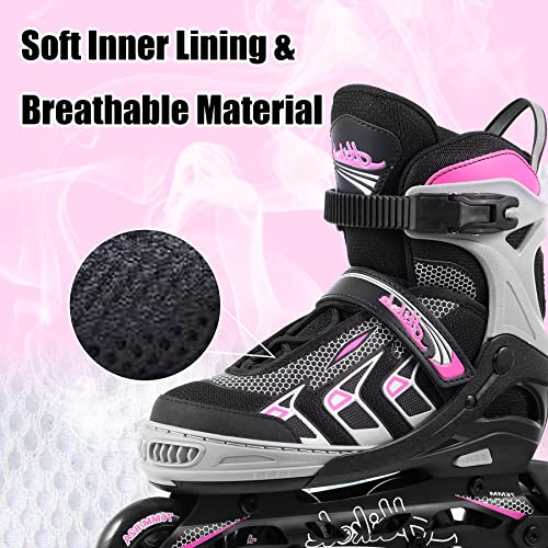 Hikole Adjustable Adult Inline Skates - Pink, Size 4-11