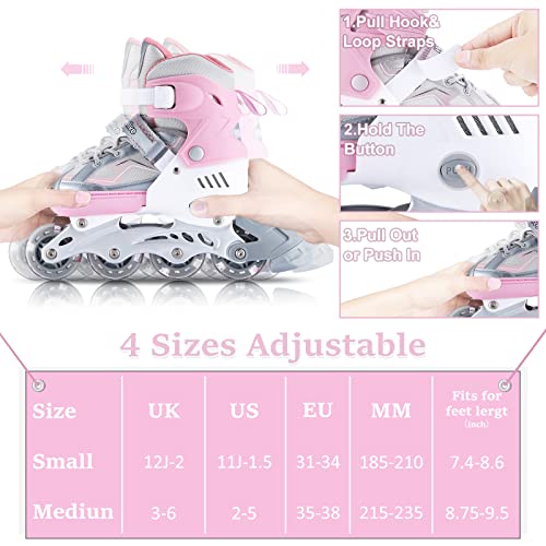 Adjustable Kids Inline Skates with Light Up Wheels