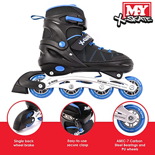 M.Y X-Skate Adjustable Blue Inline Roller Skates