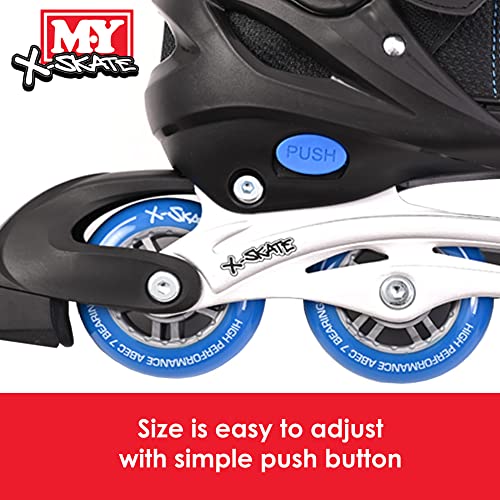 M.Y X-Skate Adjustable Blue Inline Roller Skates