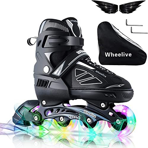 Adjustable Inline Skates with Illuminating Wheels for Kids/Adults