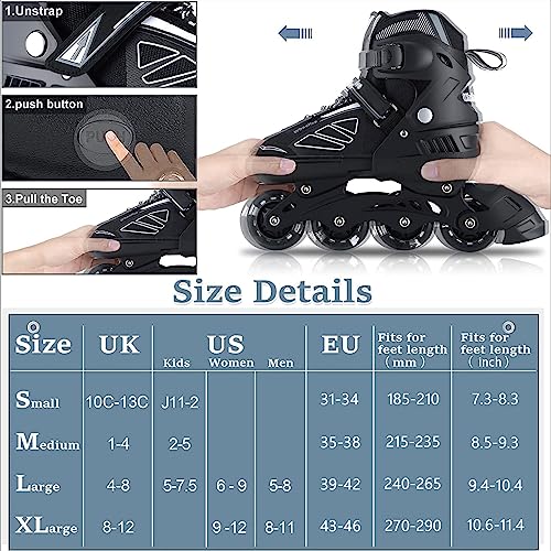 Adjustable Inline Skates with Illuminating Wheels for Kids/Adults
