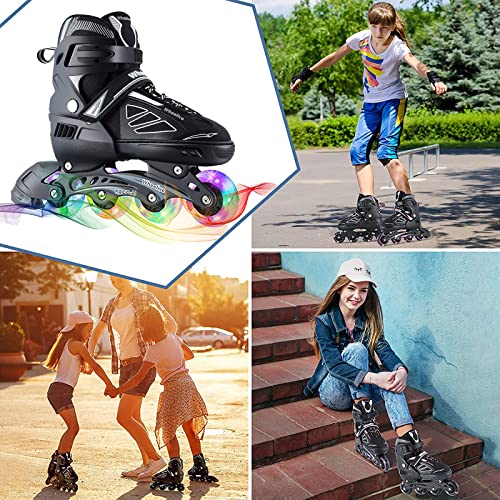 Adjustable Inline Skates with Illuminating Wheels for Kids/Adults
