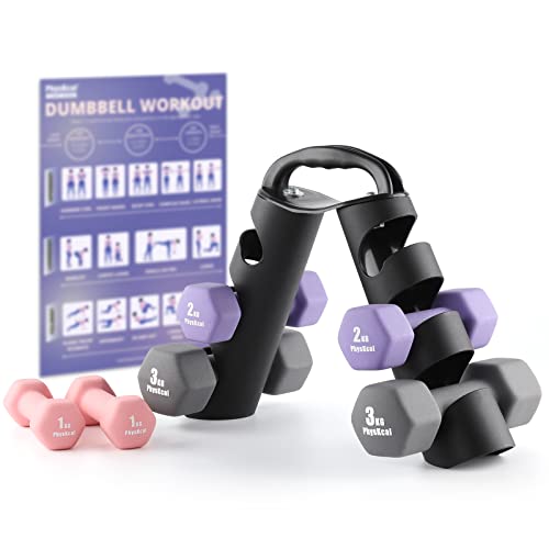 PhysKcal Hex Dumbbells Set - 6-Piece with Stand