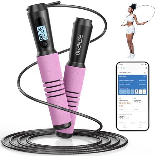 RENPHO Smart Skipping Rope with Counter, Adjustable for Fitness