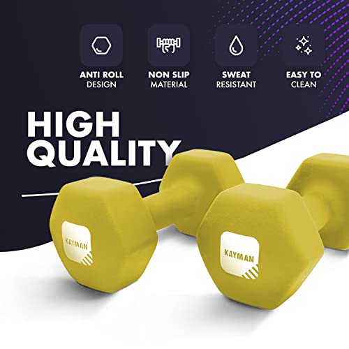 KAYMAN Neoprene Dumbbell Weight Set for Home Gym