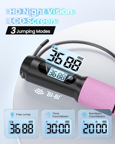 RENPHO Smart Skipping Rope with Counter, Adjustable for Fitness