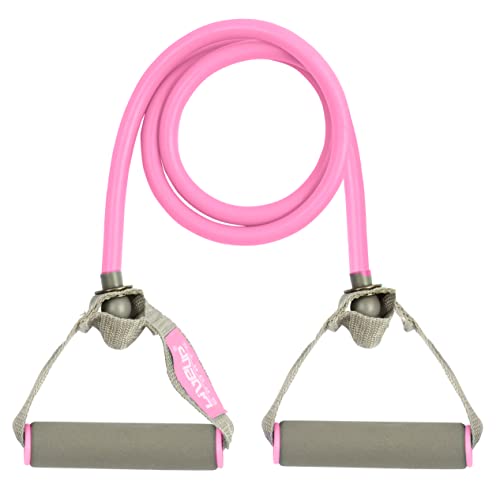 Pink Resistance Band Set with Foam Handles for Home Workout