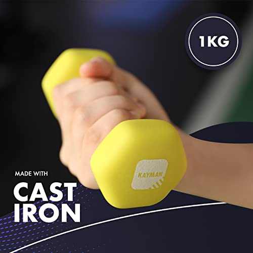 KAYMAN Neoprene Dumbbell Weight Set for Home Gym