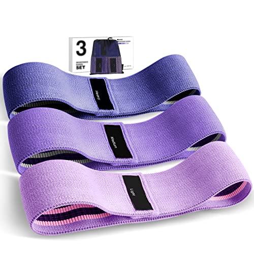 Set of 3 Non-Slip Fabric Resistance Bands for Workouts
