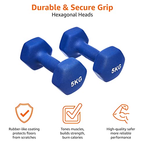 Amazon Basics 10kg Blue Neoprene Dumbbell Pair