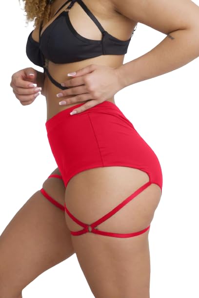 High Waisted Women's Fitness Shorts - Red XL