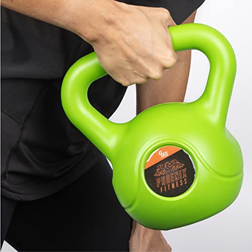 4KG Green Vinyl Kettlebell - Strength & Cardio Training