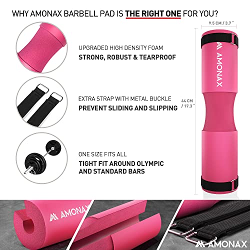 AMONAX Barbell Squat Pad for Women - Pink
