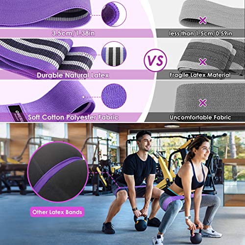 Set of 3 Non-Slip Fabric Resistance Bands for Workouts