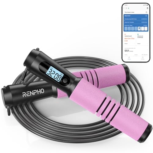 RENPHO Smart Skipping Rope with Counter, Adjustable for Fitness