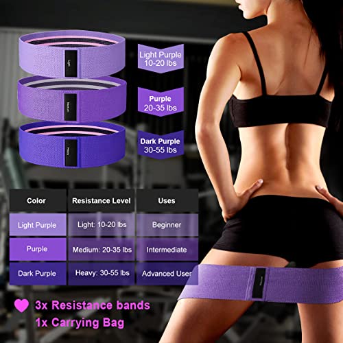 Set of 3 Non-Slip Fabric Resistance Bands for Workouts