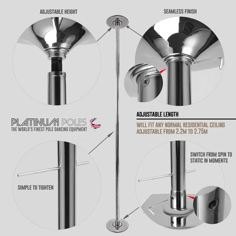 Platinum Poles Pro Spinning/Static Pole for Pole Dancing