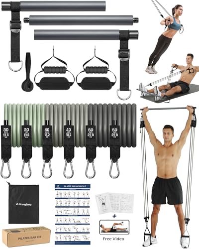 ALongSong Pilates Bar Set with 6 Resistance Bands