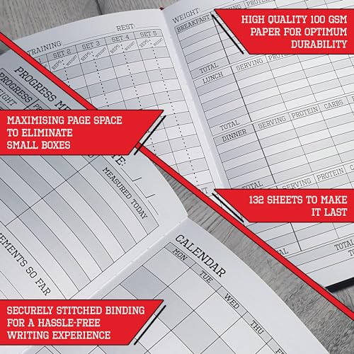 MaLetics A5 Fitness Journal Planner - Track Workouts, Goals
