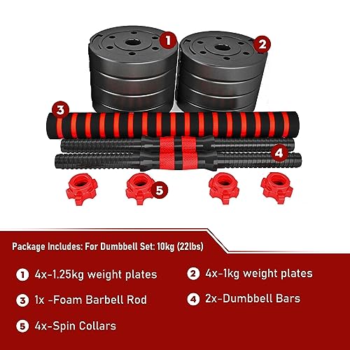 Neoprene Dumbbell and Barbell Weight Set - Adjustable Home Fitness Training Equipment