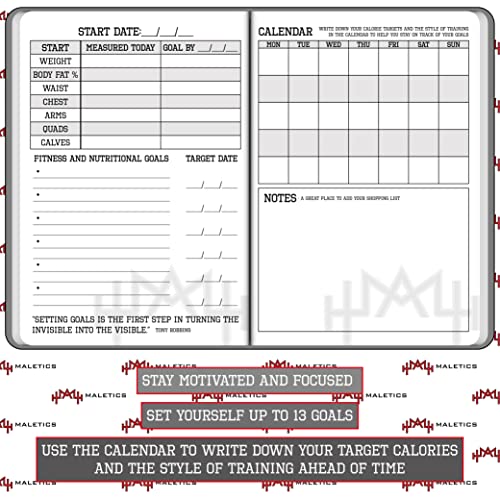 MaLetics A5 Fitness Journal Planner - Track Workouts, Goals