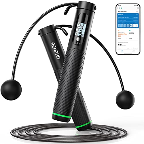RENPHO Smart Skipping Rope with Counter and Adjustable Jump Ropes for Fitness and App Data Analysis