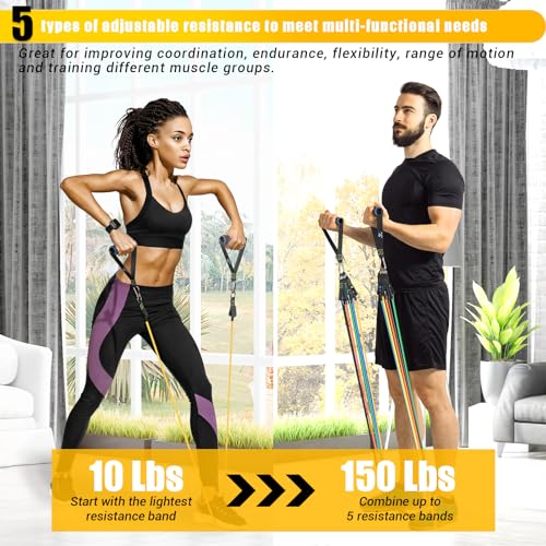 COFOF Resistance Bands with Handles, Exercise Bands up to 150lbs - Home Fitness