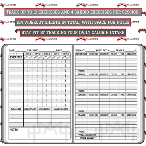 MaLetics A5 Fitness Journal Planner - Track Workouts, Goals