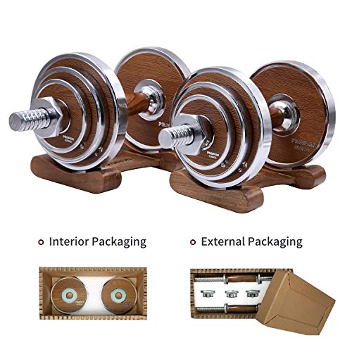 20kg Adjustable Dumbbell Set - Steel with Walnut Handle