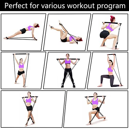 Portable Adjustable Pilates Bar Set with 4 Resistance Bands